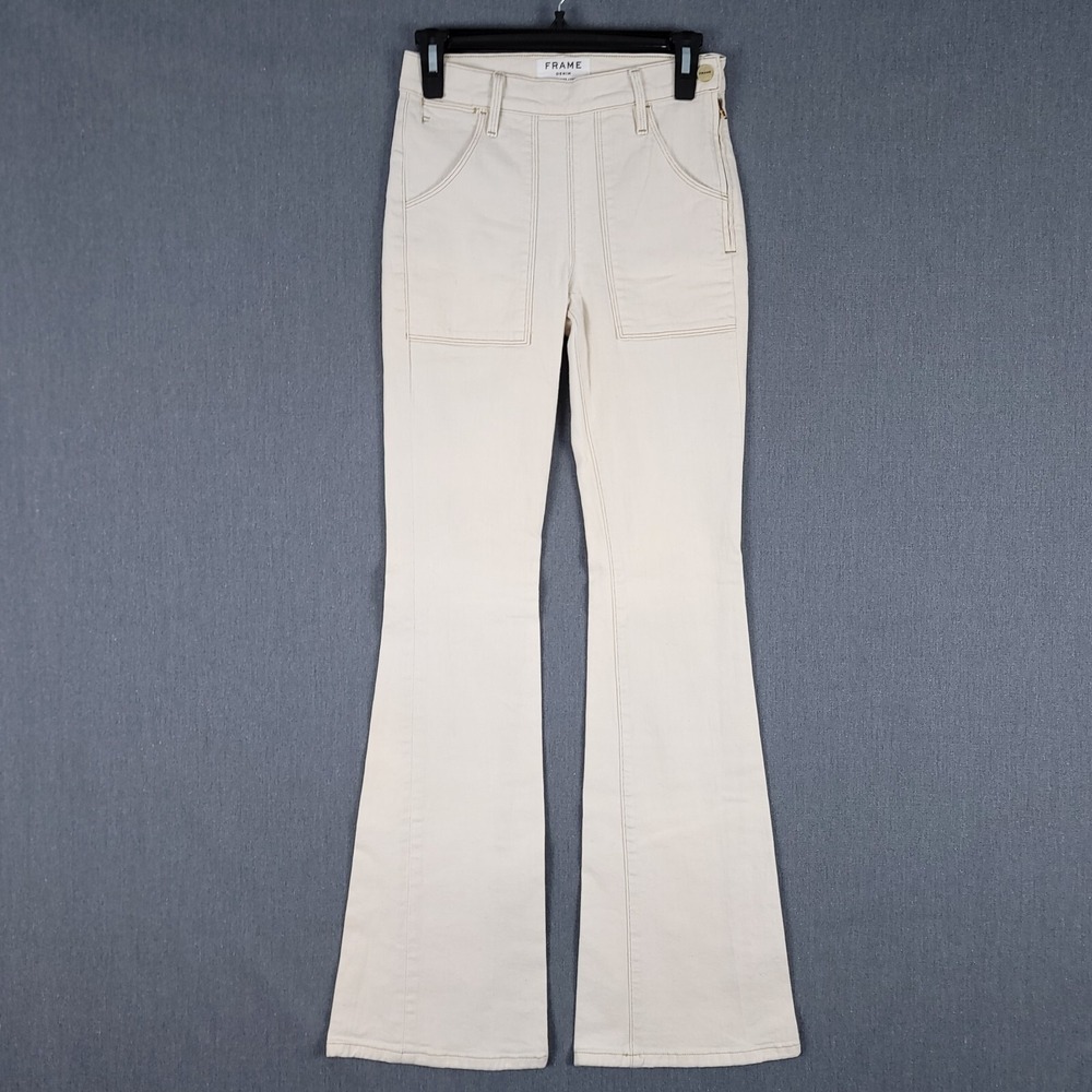 Frame Le Flare de Francoise Jeans Womens 24 (Fits 26x34) Beige Flare Leg Denim